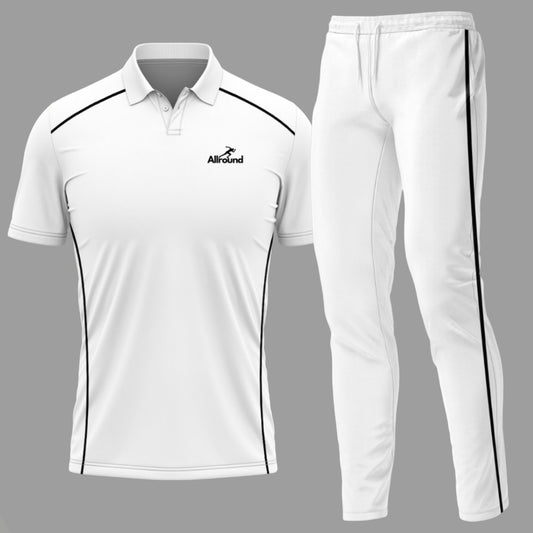 Streak Set - Tshirt & Trackpants Cricket White Set(PREPAID ONLY)